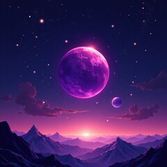 Wall Mural - Shimmering purple planet amidst starry expanse , celestial, galaxies