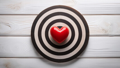 Wall Mural - Heart on Target Concept with Bullseye Symbolizing Love and Focus on Relationships