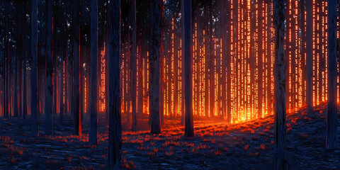data streaming in the woods, ai generated.