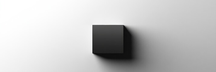 Fototapete - Minimalist black cube casting shadow on white background in a creative design space. Generative AI