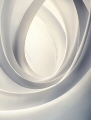 Poster - Curved white shapes create a serene abstract space with soft illumination and endless depth. Generative AI