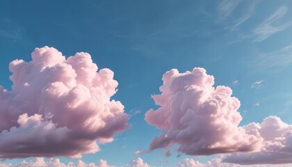 Wall Mural - Pastel pink clouds scattered in a clear blue sky , , serene environment