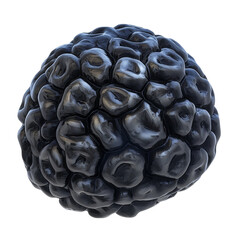 Leinwandbilder - A digital rendering of a dark glossy object resembling a brain or a multifaceted sphere with a complex surface texture.