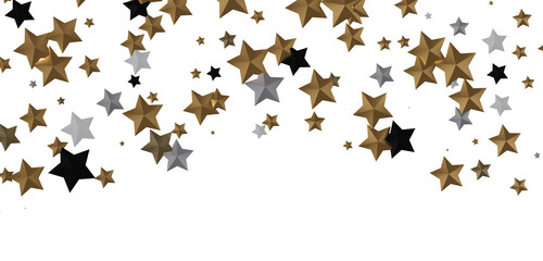 Wall Mural - Stars - Holiday golden decoration, glitter frame isolated -