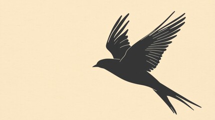 Poster - Silhouette of a bird in flight against a light background during the early evening hours. Generative AI