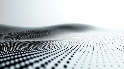 Wall Mural - abstract digital landscape: a wave of dots in monochrome