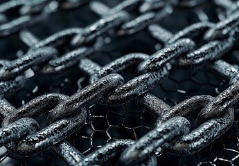 Dark Metal Chain Grid Texture Close Up