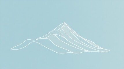 Aufkleber - Serene mountain outline against a soft blue background highlighting tranquil nature and simplicity. Generative AI