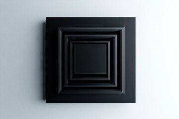 Poster - Modern black artwork featuring multiple layered frames on a light wall. Generative AI