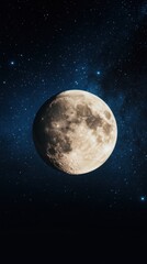Wall Mural - Bright Full Moon Floating Against a Starry Night Sky