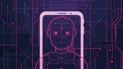 Artificial Intelligence Chatbot Mobile App Flat Vector
