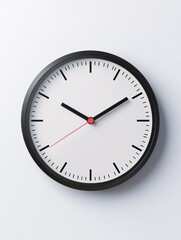 Leinwandbilder - Modern wall clock displaying time with minimalist design and contrasting colors on a white background. Generative AI