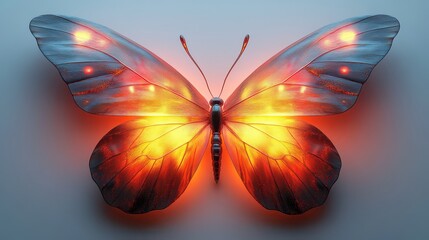 Wall Mural - Glowing butterfly wings, studio shot, light background, design element