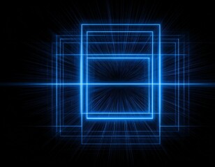 Wall Mural - colorful of blue rectangle light abstract effect in black background