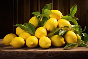 Wall Mural - Lemons stacked on table