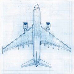 Fototapete - Modern airplane design blueprints with detailed specs and structural elements for aerospace projects. Powered by Generative AI