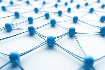 Aufkleber - Complex blue network of interconnected nodes and lines representing technology and connectivity in a modern digital environment. Generative AI