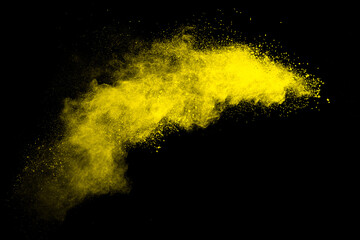 Wall Mural - yellow cloud of powdery dust is blowing in the air