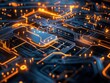 © Ahmad - Illuminated circuit network analysis digital technology lab high-tech visuals futuristic environment macro viewpoint