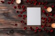 © Nathaphong - Valentines mockup with blank paper surrounded by rose petals