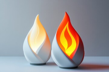 Fototapete - Flame icons create a warm and inviting atmosphere in contemporary decor setting. Generative AI