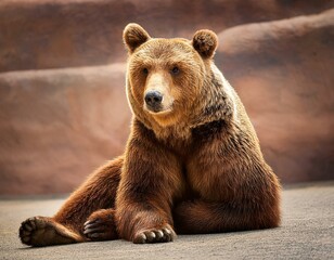 Wall Mural - brown bear sitting down