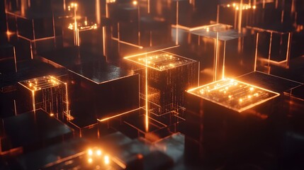 Abstract Representation of Blockchain Network in Glowing Cubes