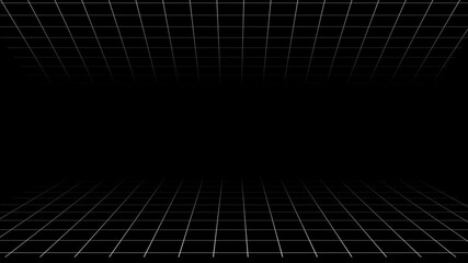 3D grid looping animation on black background. Abstract Futuristic motion background.