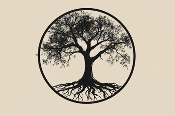 Leinwandbilder - Symbolic representation of life with visible roots illustrating connection and growth in nature. Generative AI