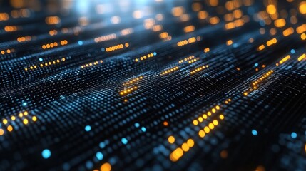 Digital data flow, abstract background, glowing particles, tech concept
