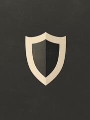 Poster - Modern shield design symbolizing protection and security on a dark background in a minimalist style. Generative AI