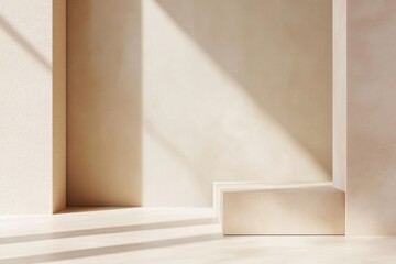 Poster - Natural light casts shadows in a minimalist interior design setting during the afternoon. Generative AI