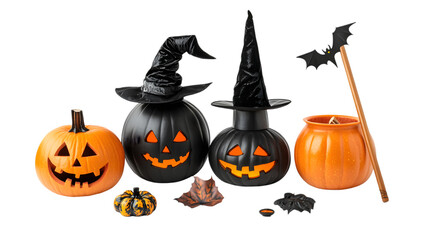 Halloween items isolated on white background