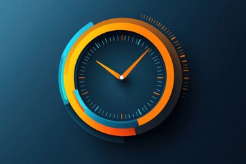 Fototapete - Modern clock design with vibrant colors showcasing time in a sleek and stylish format. Generative AI