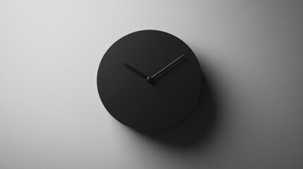 Aufkleber - Minimalistic black wall clock displaying time against a soft gray background. Generative AI
