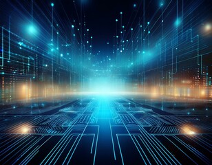Wall Mural - digital network interface abstract technology background