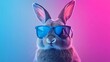 © NorthStar Creations - Cool Rabbit in Sunglasses Digital Art, Neon Gradient Background, Pop Art Style, Bunny Portrait Rabbit, Digital Art