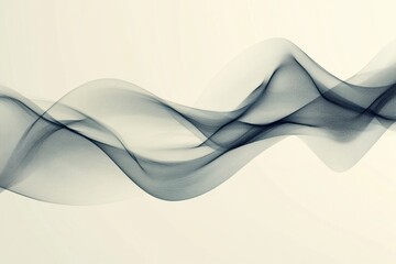 Fototapete - Elegant black waves flow smoothly across a light background creating a sense of calm and serenity in abstract design. Generative AI