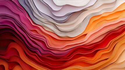 Wall Mural - Layered Paper Wave Abstract Warm Hues, Digital Composition, Fluid Design, texture Abstract art, digital art