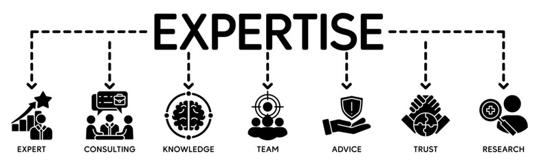 Expertise Banner web : Vector Icon Illustration Concept Representing High-Level Knowledge and Experience
