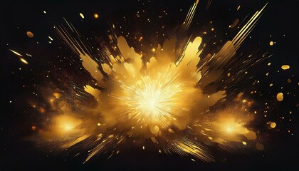 Wall Mural - a gold explosion with sparks on a black background