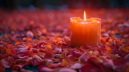 Wall Mural - A small friendship band wrapped around a candle, surrounded by petals.