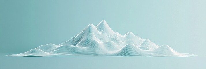 Aufkleber - Mountain range rendered in abstract lines showcasing peaks and valleys for modern art enthusiasts. Generative AI