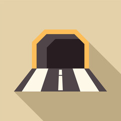 Canvas Print - Minimalist vector illustration featuring a road leading into a dark tunnel, symbolizing uncertainty, journey, and the unknown