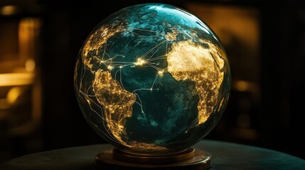 Wall Mural - A globe with a blue and yellow color scheme