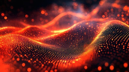 Wall Mural - a red and black image of a wave with a lot of dots