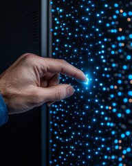 Aufkleber - Futuristic Digital Interface LED-Illuminated Data Center with Interactive Touch Controls - Cutting-Edge IT Infrastructure and Business Solutions for High-Performance Computing