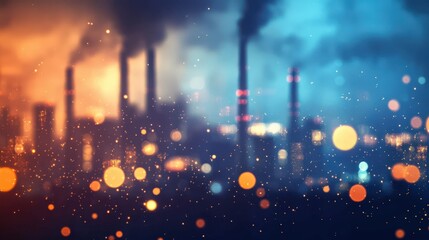 Wall Mural - a blurry cityscape with smoke and a hazy atmosphere