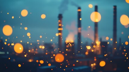 Wall Mural - a blurry image of a city skyline with smoke coming from the top of a building