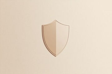 Fototapete - Minimalist design of a shield accentuating security on a simple beige wall in a calm environment. Generative AI